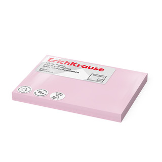 Блок самоклеящийся бумажный ErichKrause 100х75 мм, 100 листов, розовый