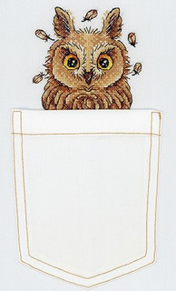 Набор для вышивания крестом на одежде Жар-Птица 'Любопытная совушка', 9x9 см, арт. В-245, цвет коричневый