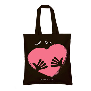 Сумка-шопер 'Сердце', 34х36 см, цвет черный/розовый