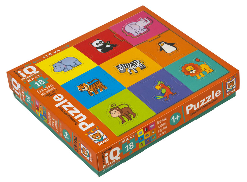 IQ Пазл макси 'Мой весёлый зоопарк' 18 деталей