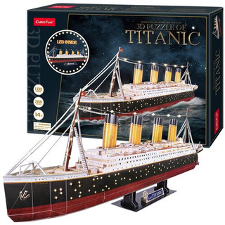 3D пазл CubicFun Титаник с LED-подсветкой, 266 деталей, цвет красный/черный
