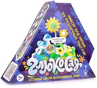 Легкий пластилин 'Глюкосад' средний синий набор 5