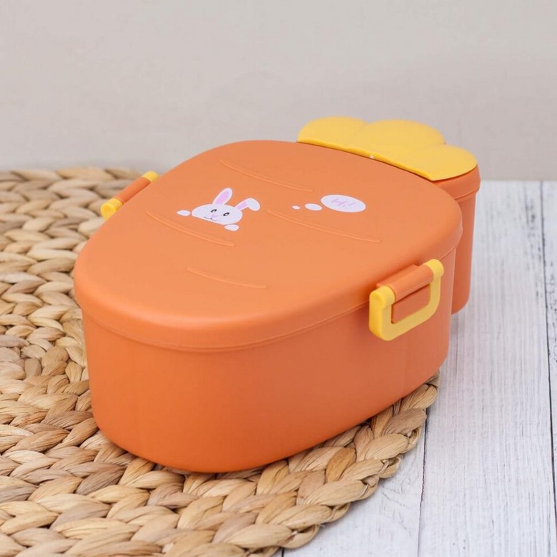 Ланчбокс 'Hi bunny carrot' оранжевый (ложка+вилка)