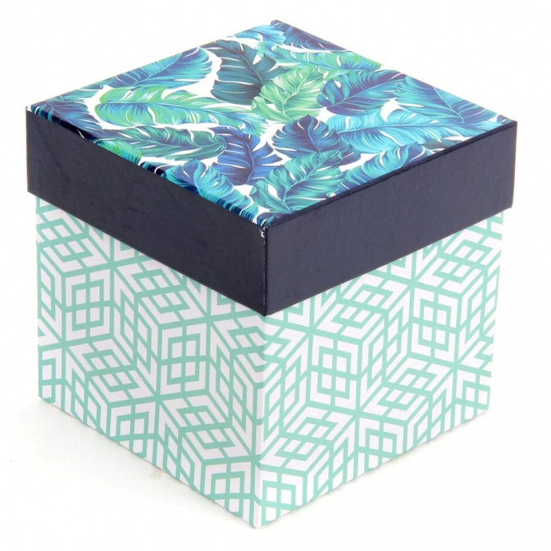 Коробка квадратная 'Папоротник' 12х12х12 см