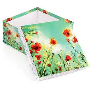 Коробка квадратная 'Маки' 22х22х12 см 2