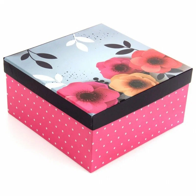 Коробка квадратная 'Маки' 20х20х10 см