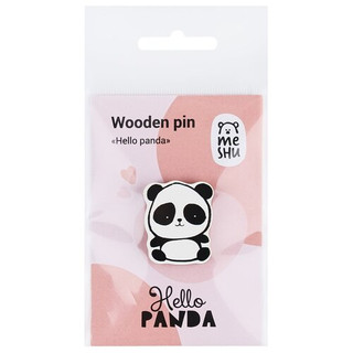 Значок деревянный MESHU "Hello panda" 2.7х3.3 см