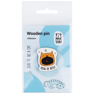 Значок деревянный 'Meow' 6