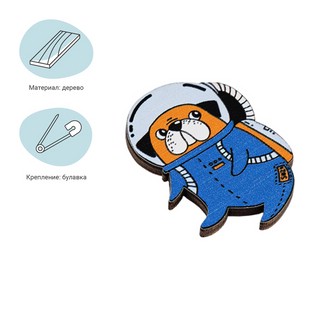 Значок деревянный 'Meow' 2