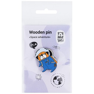 Значок деревянный 'Meow' 6