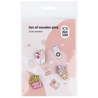 Набор деревянных значков 3 шт. MESHU "Cute sweets"