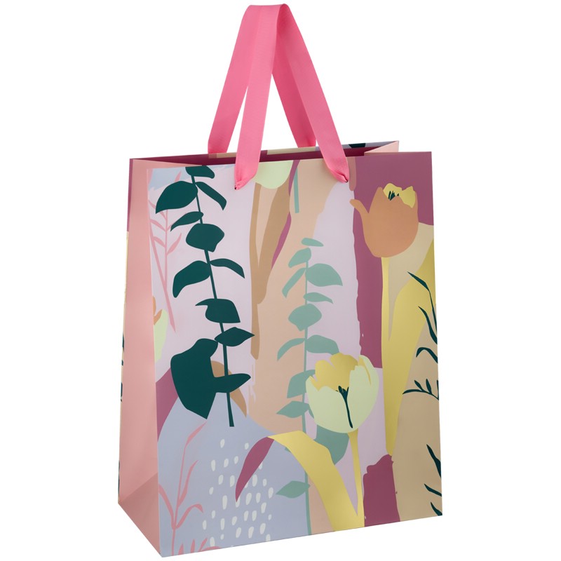 Пакет подарочный 26х32х12см MESHU 'Spring flowers' отделка фольгой