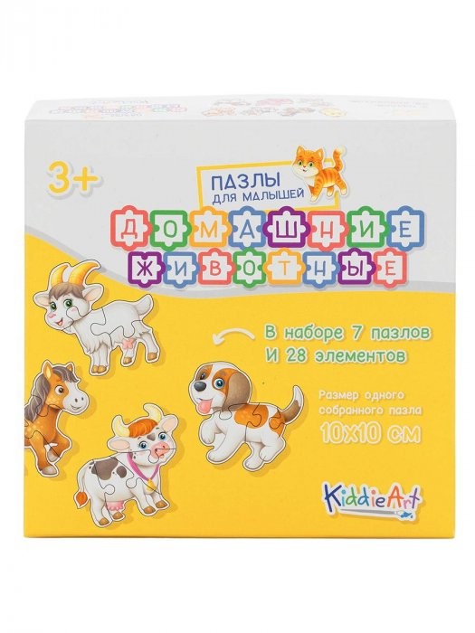 Пазл картонный 'Домашние животные' 7 пазлов / 28 деталей, KiddieArt