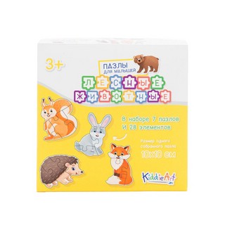 Пазл картонный 'Лесные животные' 7 пазлов / 28 деталей, Kiddi...