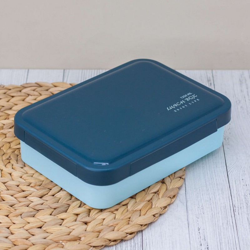 Ланчбокс 'Enjoy Life' голубой (ложка+вилка)