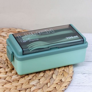 Ланчбокс 'Life every day' зеленый (ложка+вилка) 1