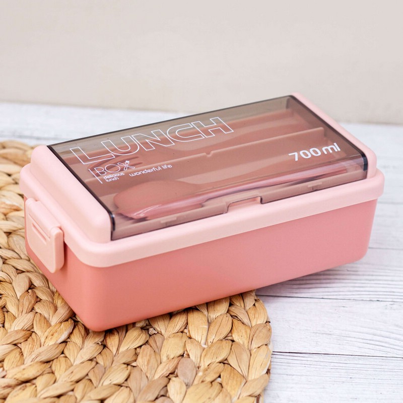 Ланчбокс 'Life every day' розовый (ложка+вилка)