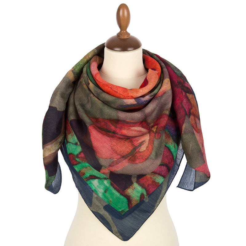 Павловопосадский платок Розы, 100% шерсть, 115х115 см, арт.10469-14