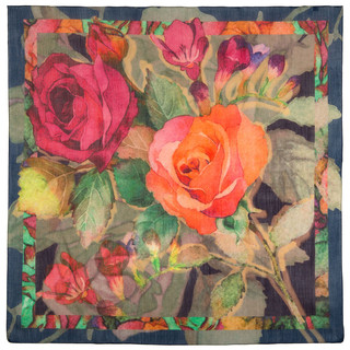 Павловопосадский платок Розы, 100% шерсть, 115х115 см, арт.10469-14 2