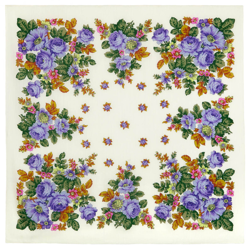 Павловопосадский платок «Солнечная Тропинка» шерсть, 115х115 см, арт.1847-1