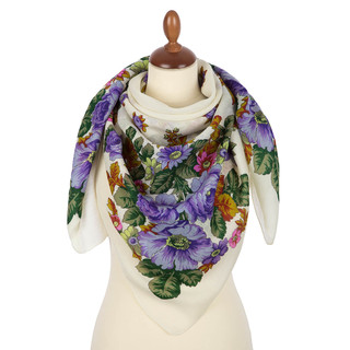 Павловопосадский платок «Солнечная Тропинка» шерсть, 115х115 см, арт.1847-1 2