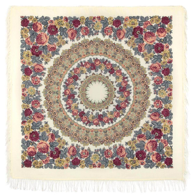 Павловопосадский платок «Молитва» шерсть, 146х146 см, арт.353-0