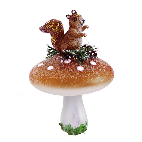 Белочка на грибочке (стекло) 9х9х13 см