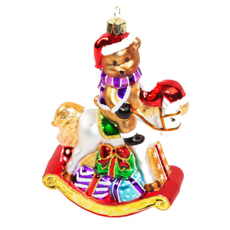 Медвежонок на лошадке-качалке (стекло) 9х4х12,4 см