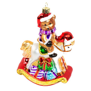 Медвежонок на лошадке-качалке (стекло) 9х4х12,4 см