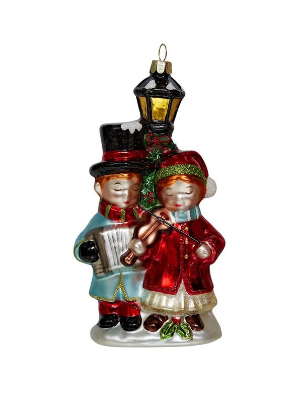Поющие дети у старинного фонаря, стекло, 8х5х15.3 см, Holiday Classics