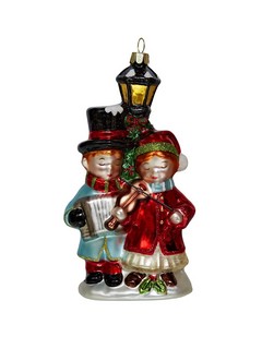 Поющие дети у старинного фонаря, стекло, 8х5х15.3 см, Holiday...