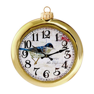 Часы золотые с синей птицей (стекло) 10х2х12 см