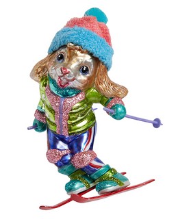 Кролик лыжница в шпочке, стекло, 10х13 см, Holiday Classics