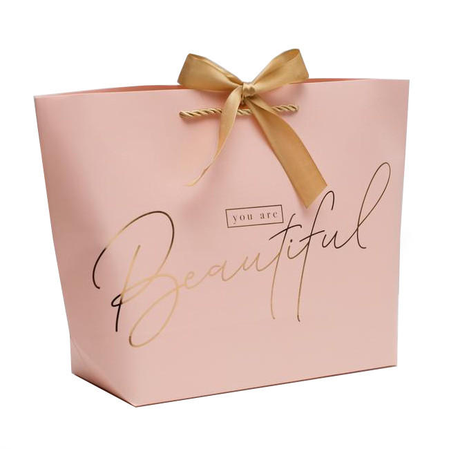 Пакет подарочный с тиснением 'You are Beautiful' 37х25х11 см