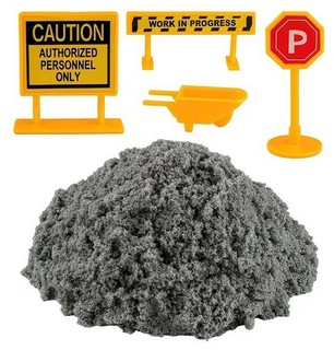 Космический песок 400 г в наборе со знаками, серый-асфальт 4