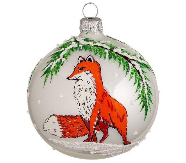 Шар 'Лиса' 85 мм, стекло, фабрика Ёлочка