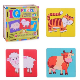 Домашние животные. IQ Пазл деревянный, 8 пазлов, 16 деталей 5