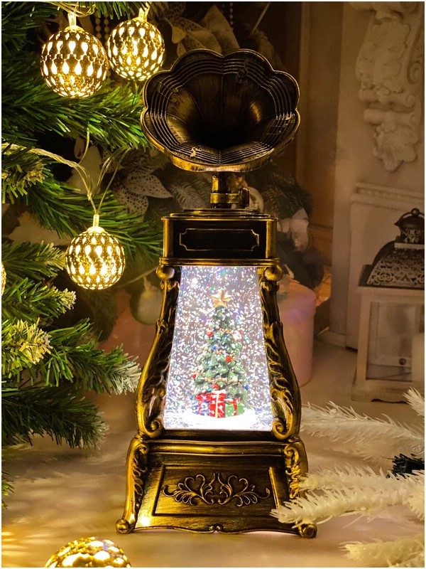 Фонарь новогодний 'Патефон' музыкальный, светящийся, в ассортименте