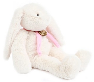 Заяц 40 см, белый с розовым шарфом, Lapkin 2