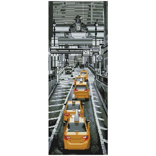 Картина мозаикой 'Панно. Такси в Нью-Йорке' (16 цветов) 35х90 см, Molly