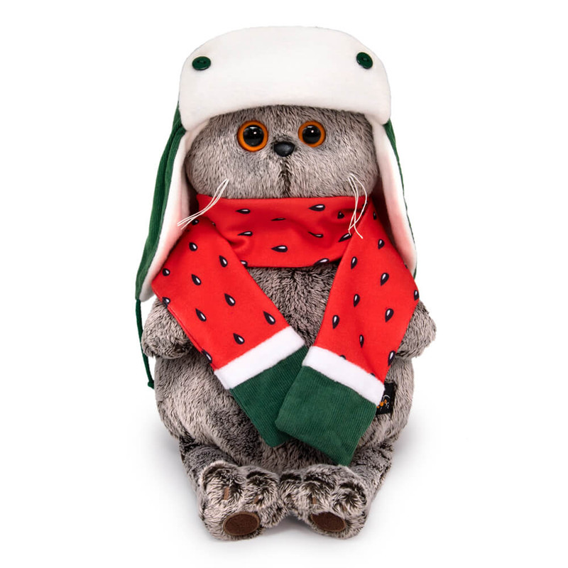 Басик в двусторонней шапке и шарфе, 22 см