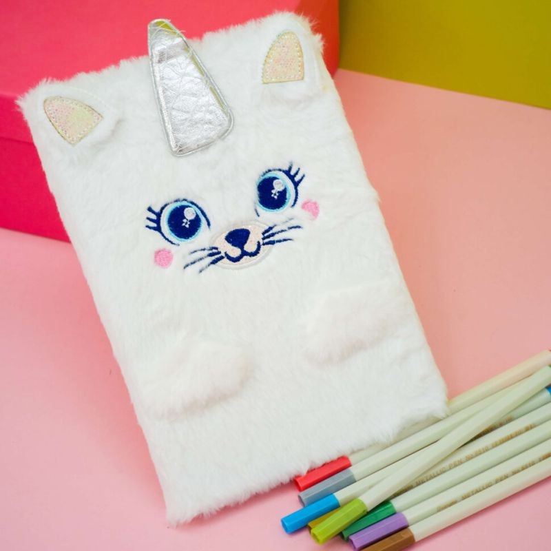 Блокнот плюшевый 'Catcorn smiles' (единорог) белый