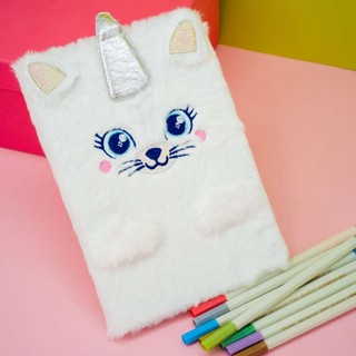 Блокнот плюшевый 'Catcorn smiles' (единорог) белый 1