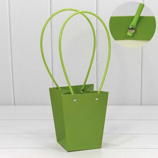 Пакет подарочный 'Ваза для цветов' пластик, 15.5х13х9.5 см, зеленый