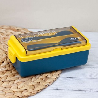 Ланчбокс 'Life every day' желтый с голубым (ложка+вилка) 1