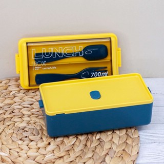 Ланчбокс 'Life every day' желтый с голубым (ложка+вилка) 2