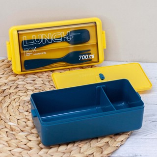 Ланчбокс 'Life every day' желтый с голубым (ложка+вилка) 3