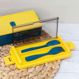 Ланчбокс 'Life every day' желтый с голубым (ложка+вилка) 4