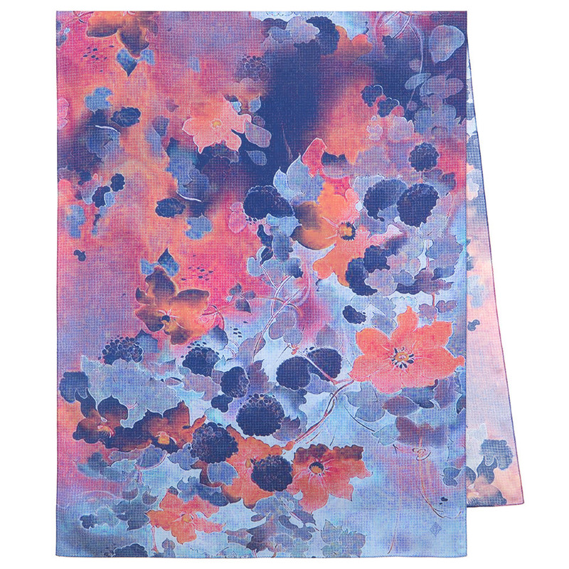 Павловопосадский палантин '10724' голубой, набивной, вискоза, 80х200 см