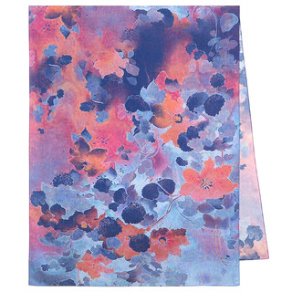 Павловопосадский палантин '10724' голубой, набивной, вискоза, 80х200 см 1